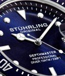 Stuhrling Original Men's Watch Dive Watch Silver 42 MM Case with Screw Down Crown Rubber Strap Water Resistant to 330 FT (Black)