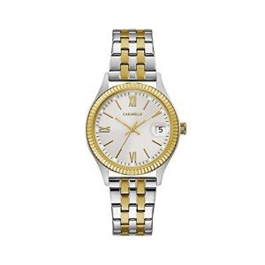 Bulova Ladies' Dress Quartz Two-Tone Stainless Steel Watch, Silver-White Dial Style: 45M112
