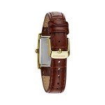 Caravelle by Bulova Ladies' Dress Quartz Gold Tone Stainless Watch with Embossed Brown Leather Strap, Style: 44L234