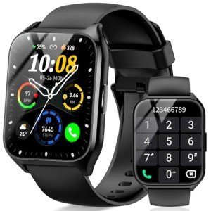 Smart Watch (Answer/Make Call), 1.85" Smartwatch for Men Women, 2025 Fitness Watch, 110+ Sport Modes/Heart Rate/Sleep Monitor/Pedometer, IP68 Waterproof Fitness Activity Tracker for Android iOS, Black