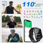 Smart Watch (Answer/Make Call), 1.85" Smartwatch for Men Women, 2025 Fitness Watch, 110+ Sport Modes/Heart Rate/Sleep Monitor/Pedometer, IP68 Waterproof Fitness Activity Tracker for Android iOS, Black