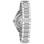 Bulova Ladies' Sutton Stainless Steel 3-Hand Automatic, Open Aperture and White Mother-of-Pearl Dial with Diamonds Style: 96P181