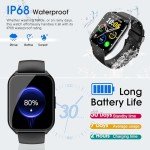 Smart Watch (Answer/Make Call), 1.85" Smartwatch for Men Women, 2025 Fitness Watch, 110+ Sport Modes/Heart Rate/Sleep Monitor/Pedometer, IP68 Waterproof Fitness Activity Tracker for Android iOS, Black