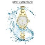 TWOPTION Womens Waterproof Wrist Watch,Women's Small Thin Analog Bracelet Quartz Watch Dainty Christmas Gifts (Gold-15#)