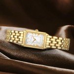 GAOFAN HOUR Gold Watches for Women with Vintage Rectangular Case,White Roman Dial,Stainless Steel Band,Adjustment Tool Included,Water Resistant