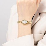BERNY Gold Watches for Women Dainty Ladies Quartz Watch Vintage Copper Mirrors Shape Japanese Quartz Movement 3ATM Waterproof Fashion Female Wrist Watch Luxury Birthday Gifts-White Dial