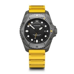 Victorinox Dive Pro Quartz Black Dial Yellow Rubber Strap Watch 43mm - 241992