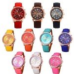 Weicam Wholesale Watches 10 Pack Fashion Ladies Women PU Leather Assorted Wrist Watch Set Roman Numerals Analog Quartz for Men Unisex