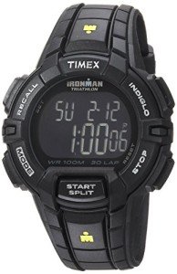 Timex Men's Ironman Triathlon Rugged 30 44mm Resin Strap Watch – Black Case Negative Display with Black Resin Strap