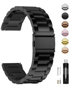 Fullmosa Watch Band, Quick Release Stainless Steel Replacement for Men Women, Metal Chain Watch Strap Width 16mm 18mm 19mm 20mm 22mm 24mm, Black, 22mm