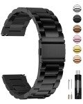 Fullmosa Watch Band, Quick Release Stainless Steel Replacement for Men Women, Metal Chain Watch Strap Width 16mm 18mm 19mm 20mm 22mm 24mm, Black, 22mm