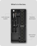 Fullmosa Watch Band, Quick Release Stainless Steel Replacement for Men Women, Metal Chain Watch Strap Width 16mm 18mm 19mm 20mm 22mm 24mm, Black, 22mm
