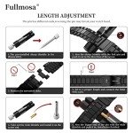 Fullmosa Watch Band, Quick Release Stainless Steel Replacement for Men Women, Metal Chain Watch Strap Width 16mm 18mm 19mm 20mm 22mm 24mm, Black, 22mm
