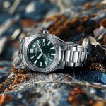 Citizen Men's Eco-Drive Sport Casual Weekender Silver Stainless Steel Watch, 3 Hand, Date, Patterned Green Dial (Model:BM7630-80X)