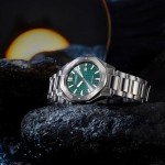 Citizen Men's Eco-Drive Sport Casual Weekender Silver Stainless Steel Watch, 3 Hand, Date, Patterned Green Dial (Model:BM7630-80X)