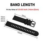 BISONSTRAP Silicone Watch Bands, Slim Watch Straps with Quick Release, 20mm, Black with Black Buckle
