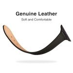 STIROLL Slim Leather Bands Compatible with Apple Watch Band 38mm 40mm 41mm 42mm(Series 10), Top Grain Leather Watch Thin Wristband for iWatch Ultra SE Series 10/9/8/7/6/5/4/3/2/1(Black with Black)