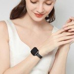 STIROLL Slim Leather Bands Compatible with Apple Watch Band 38mm 40mm 41mm 42mm(Series 10), Top Grain Leather Watch Thin Wristband for iWatch Ultra SE Series 10/9/8/7/6/5/4/3/2/1(Black with Black)