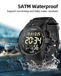 Beeasy Men's Digital Watch with Ultra-clear Display, Waterproof, Shock-resistant, Multi-function Alarm, 5ATM