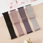 Stretchy Nylon Solo Loop Bands Compatible with Apple Watch 38mm 40mm 41mm 42mm 44mm 45mm 49mm, Sport Elastic Wristbands Women Men Straps for iWatch Series 9/8/7/6/5/4/3/2/1/SE/Ultra/Ultra 2, 4 Pack