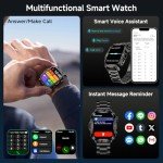 BRUBOSES Smart Watch for Men Military Answer/Make Call 2.01″ Display 170+ Sports Modes Fitness Smart Watch IP68 Waterproof 30 Days Standby Smartwatch for Android iOS Black (2 Straps)