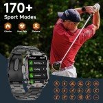 BRUBOSES Smart Watch for Men Military Answer/Make Call 2.01″ Display 170+ Sports Modes Fitness Smart Watch IP68 Waterproof 30 Days Standby Smartwatch for Android iOS Black (2 Straps)