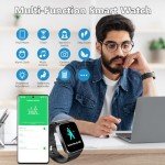 STECEi Smart Watch for Men Women Bluetooth Call, 1.85" HD Screen Smartwatch with Heart Rate/Sleep Monitor, 110+ Sport Modes Activity Trackers IP68 Waterproof, Fitness Watch for Android iOS, Black