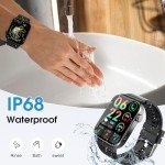 STECEi Smart Watch for Men Women Bluetooth Call, 1.85" HD Screen Smartwatch with Heart Rate/Sleep Monitor, 110+ Sport Modes Activity Trackers IP68 Waterproof, Fitness Watch for Android iOS, Black