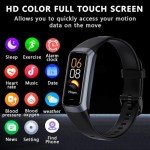 Fitness Tracker with 24/7 Blood Oxygen Heart Rate and Sleep Monitor,IP68 Waterproof,1.10''AMOLED Touch Color Screen,Step Counter Health Activity Trackers for Women Men (Black)