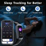 Fitness Tracker with 24/7 Blood Oxygen Heart Rate and Sleep Monitor,IP68 Waterproof,1.10''AMOLED Touch Color Screen,Step Counter Health Activity Trackers for Women Men (Black)
