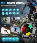 Military Smart Watch for Men(Answer/Dial Calls),1.45'' AMOLED/100 Sports Modes, 5ATM Waterproof Fitness Watch with Heart Rate/SpO2/Sleep Tracker for Android and iOS,530MAH Smartwatch Black Steel