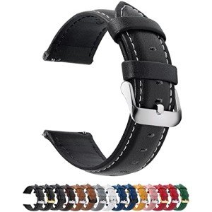 Fullmosa Watch Band, Quick Release Leather Watch Strap for Men Women, Replacement Bands Width 14mm 16mm 18mm 19mm 20mm 21mm 22mm 24mm