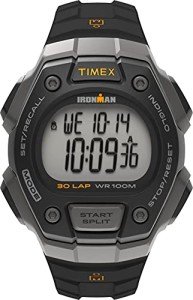 Timex Men's Ironman Triathlon Classic 30 38mm Watch – Gray & Black Case Orange Accents with Black Resin Strap