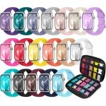 18 Pack Sport Band Compatible with Apple Watch Bands 40mm 41mm 38mm 42mm 44mm 45mm 46mm 49mm for Women Men,Silicone iWatch band with Watch Band Organizer for iWatch SE Series 10/9 8 7 6 5 4 3 2 Ultra