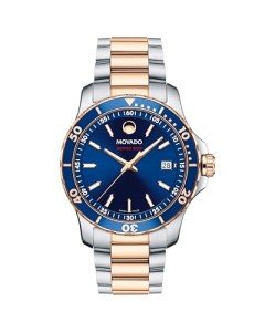 Movado Series 800 Men's Sport Watch - Swiss Quartz Movement, Stainless Steel Link Bracelet - 20 ATM Water Resistance - Luxury Fashion Timepiece for Him - Diver-Inspired - 40mm