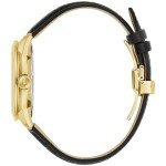 Bulova Men's Classic Sutton 4-Hand Automatic Watch with Gold Stainless Steel, Black Leather Strap,Open Aperture,Exhibition Caseback, Double Curved Mineral Crystal, 42mm (Model: 97A187)