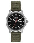 Citizen Men's Sport Casual Garrison 3-Hand Day/Date Eco-Drive Nylon Strap Watch, Arabic Markers, 100 Meters Water Resistant, Luminous Hands and Markers