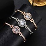 Dacdyi 3 Pcs Elegant Diamond Watches and Bracelet Set for Women Classic Round Dial Rehinestore Bezel Analog Quartz Ladies Watches
