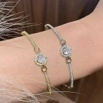 Dacdyi 3 Pcs Elegant Diamond Watches and Bracelet Set for Women Classic Round Dial Rehinestore Bezel Analog Quartz Ladies Watches