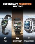Military Smart Watches for Men (Answer/Make Calls),1.91'' Fitness Smart Watch for Android and iPhone,IP68 Waterproof Fitness Tracker with Step Counter/Sleep Monitor/110+ Sport Modes,Smartwatch for Men