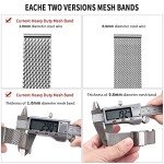 EACHE Stainless Steel Thick Mesh Watch Band For Men Heavy Duty Metal Mesh Watch Strap Adjustable Length Silver 22mm