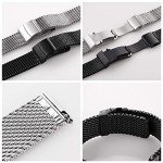EACHE Stainless Steel Thick Mesh Watch Band For Men Heavy Duty Metal Mesh Watch Strap Adjustable Length Silver 22mm