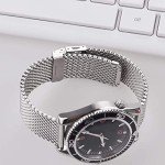 EACHE Stainless Steel Thick Mesh Watch Band For Men Heavy Duty Metal Mesh Watch Strap Adjustable Length Silver 22mm