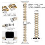 QUNDAXI Gold Apple Watch Band Compatible with Apple Watch 41mm 45mm 42mm 44mm 40mm 38mm Metal stainless steel Watchband suitable for iWatch 9/8/7/6/5/4/3/2/1/SE series Women Luxury strap (38mm 40mm