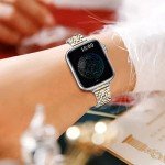 QUNDAXI Gold Apple Watch Band Compatible with Apple Watch 41mm 45mm 42mm 44mm 40mm 38mm Metal stainless steel Watchband suitable for iWatch 9/8/7/6/5/4/3/2/1/SE series Women Luxury strap (38mm 40mm