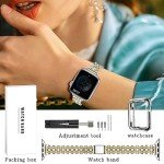QUNDAXI Gold Apple Watch Band Compatible with Apple Watch 41mm 45mm 42mm 44mm 40mm 38mm Metal stainless steel Watchband suitable for iWatch 9/8/7/6/5/4/3/2/1/SE series Women Luxury strap (38mm 40mm