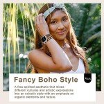 JR.DM Boho Beaded Watch Band Women Compatible with Apple Watch Band 38mm 40mm 41mm 42mm(S10) Brown Stone Bracelet Adjustable Handmade Braided Rope Watch Strap for iWatch Series 10/9/8/7/6/5/4/3/2/1/SE