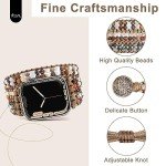 JR.DM Boho Beaded Watch Band Women Compatible with Apple Watch Band 38mm 40mm 41mm 42mm(S10) Brown Stone Bracelet Adjustable Handmade Braided Rope Watch Strap for iWatch Series 10/9/8/7/6/5/4/3/2/1/SE