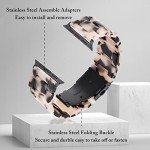 V.R.HOPE Resin Watch Band Compatible with Apple Watch Band for Women 38mm 40mm 41mm Tortoise Metal Buckle Wristband Bracelet Strap for iWatch Series 10 9 8 7 6 5 4 3 2 1 SE (Black Floral)