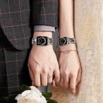 V.R.HOPE Resin Watch Band Compatible with Apple Watch Band for Women 38mm 40mm 41mm Tortoise Metal Buckle Wristband Bracelet Strap for iWatch Series 10 9 8 7 6 5 4 3 2 1 SE (Black Floral)